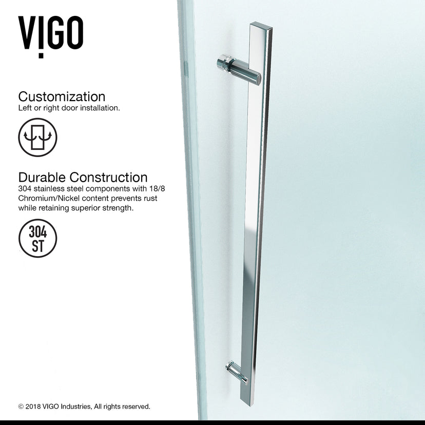Luca 56-60 in. W x 58 in. H Frameless Sliding Tub Door in Chrome with 3/8 in. (10mm) Clear Glass and Meridian 4-Piece Bath Hardware Set