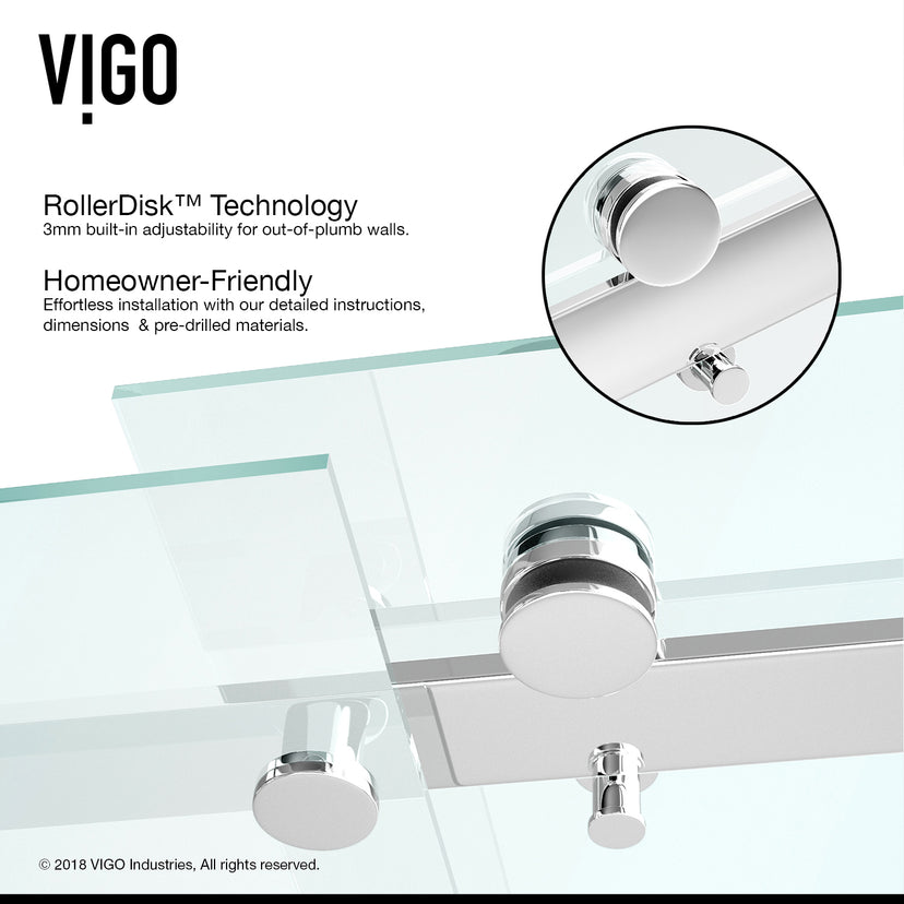 Luca 56-60 in. W x 58 in. H Frameless Sliding Tub Door in Chrome with 3/8 in. (10mm) Clear Glass and Arden 3-Piece Bath Hardware Set