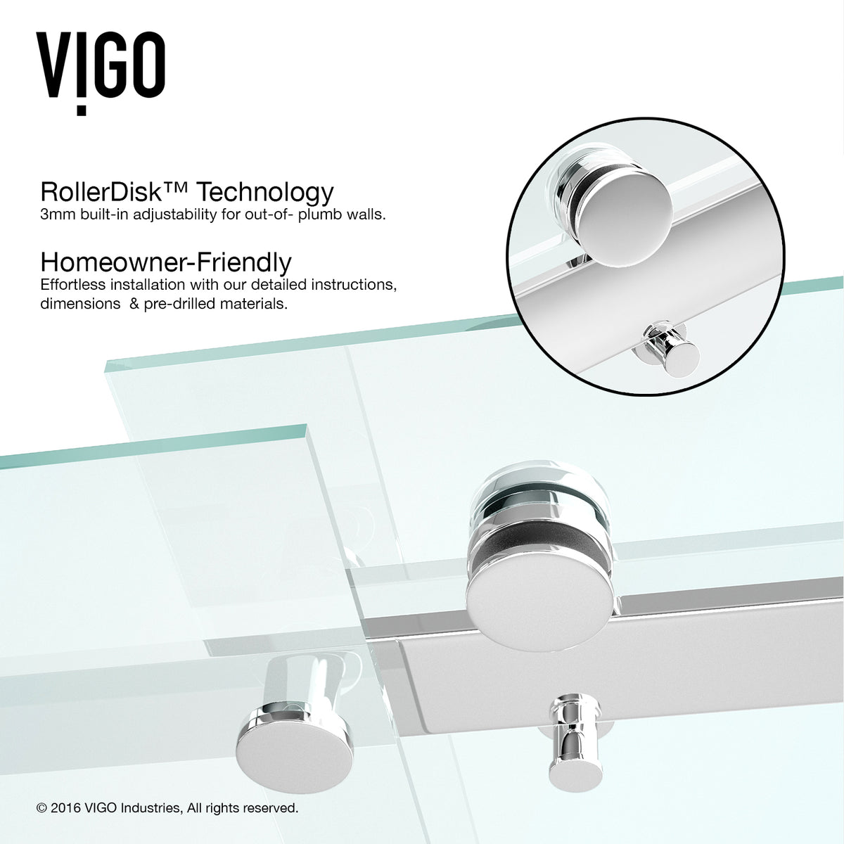 Luca 56 to 60 in. W x 79 in. H Frameless Sliding Shower Door and Satro 3-Piece Bath Hardware Set in Chrome