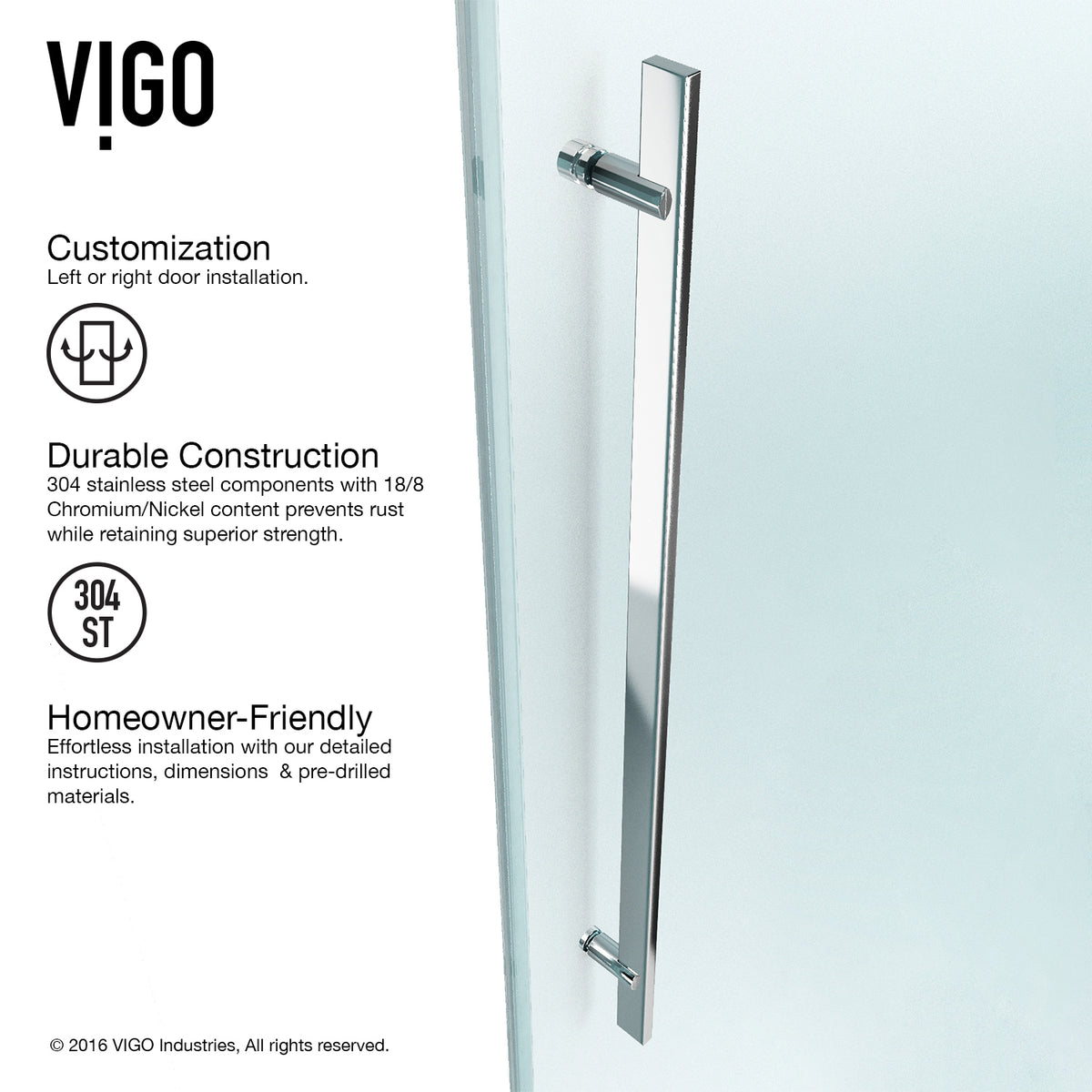 Luca 56 to 60 in. W x 79 in. H Frameless Sliding Shower Door and Meridian 4-Piece Bath Hardware Set in Chrome