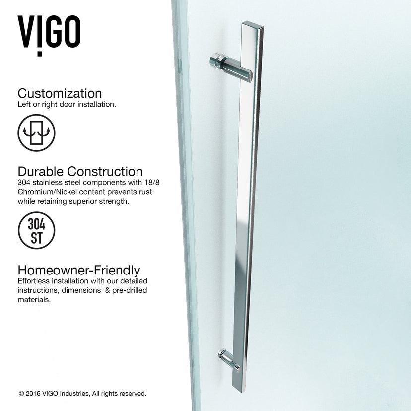 Luca 56 to 60 in. W x 79 in. H Frameless Sliding Shower Door and Meridian 4-Piece Bath Hardware Set in Chrome