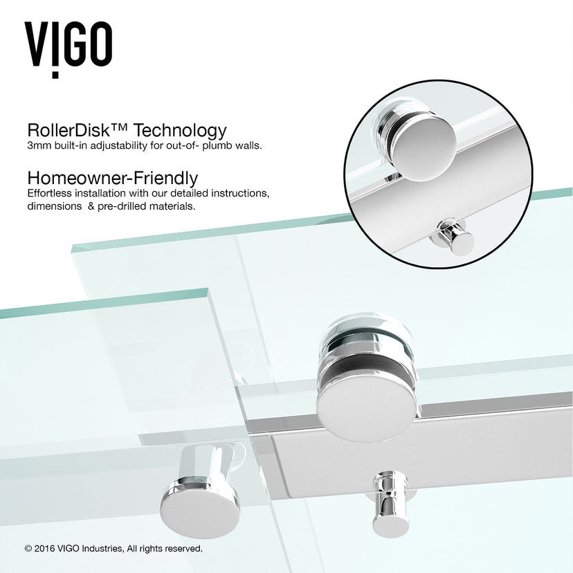 Luca 56 to 60 in. W x 79 in. H Frameless Sliding Shower Door and Meridian 4-Piece Bath Hardware Set in Chrome