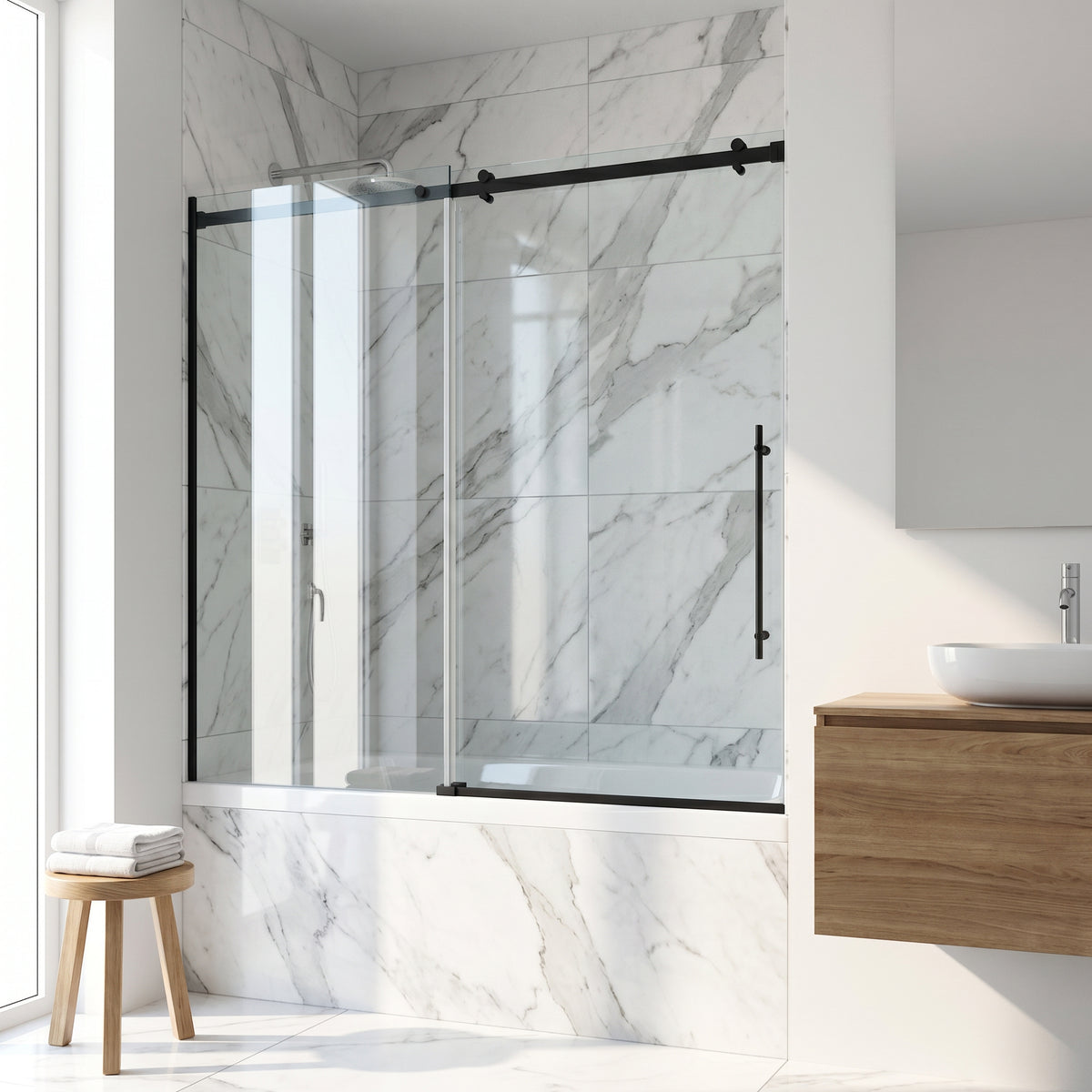 Luca Frameless Sliding Tub Door 56–60 in.