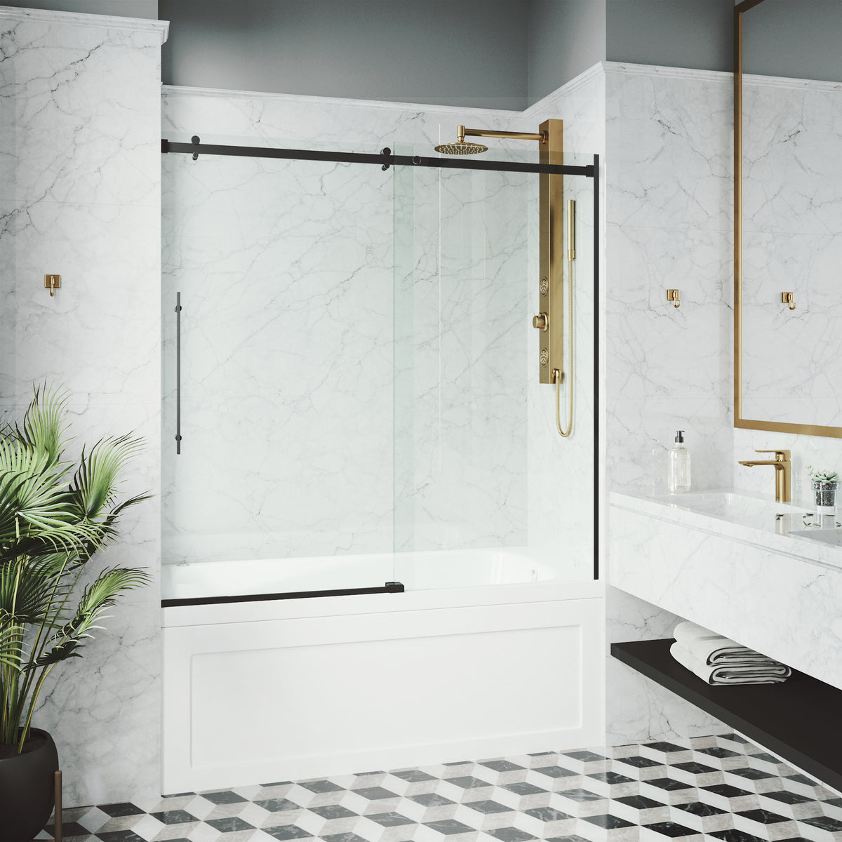 Luca Frameless Sliding Tub Door 56–60 in.