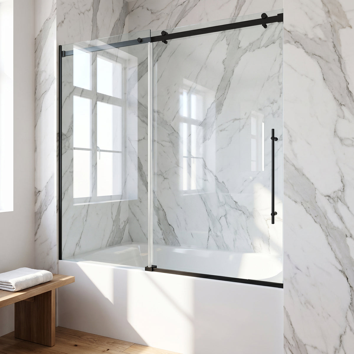 Luca Frameless Sliding Tub Door 56–60 in.