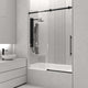 Frameless shower door with matte black frame, bar handle, and included mounting hardware