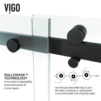 Luca 56-60 in. W x 58 in. H Frameless Sliding Tub Door in Matte Black with 3/8 in. (10mm) Clear Glass and Arden 3-Piece Bath Hardware Set