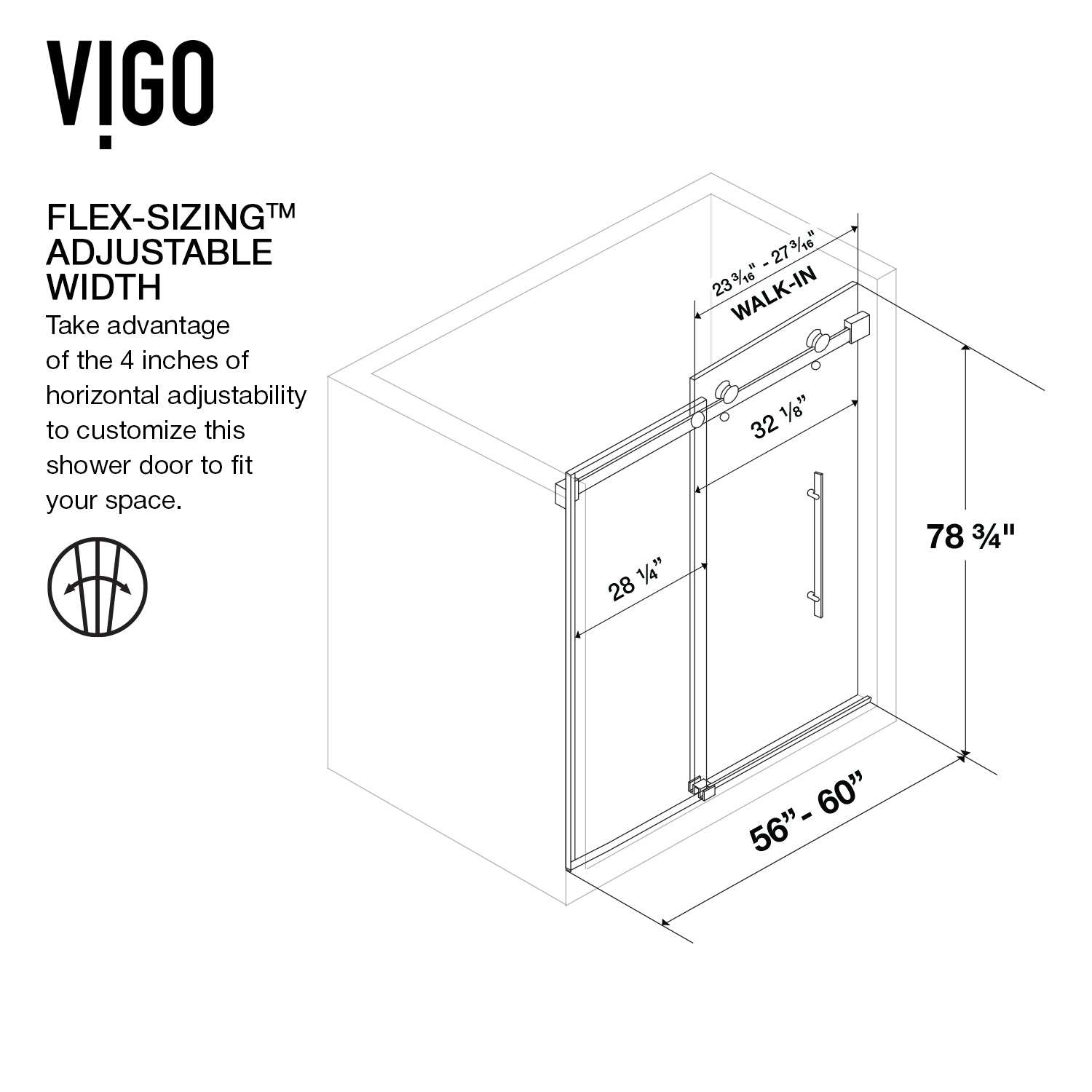 Luca Frameless Sliding Shower Door by VIGO