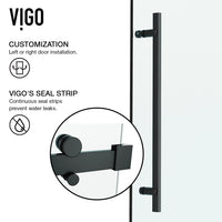 Luca 56 to 60 in. W x 79 in. H Frameless Sliding Shower Door and Meridian 4-Piece Bath Hardware Set in Matte Black