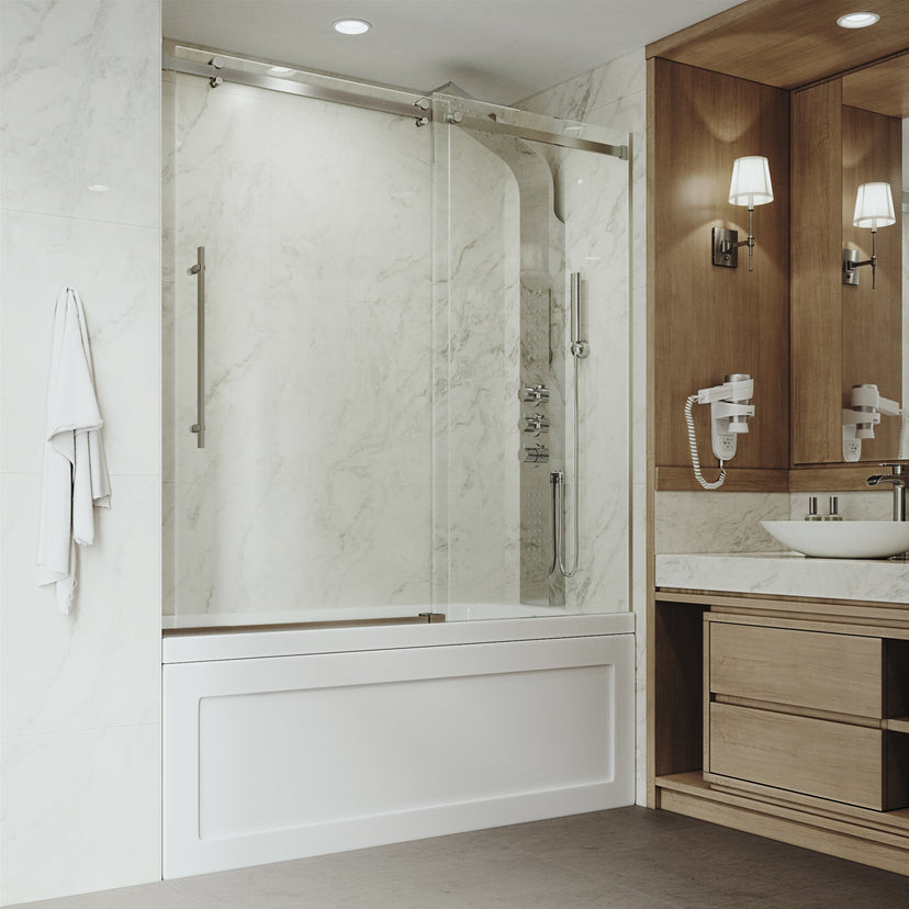 Luca Frameless Sliding Tub Door 56–60 in.