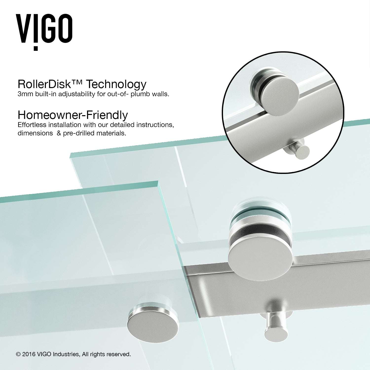 Sliding shower door with clear tempered glass and stainless steel hardware