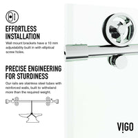 Chrome finish frameless shower door, clear glass, stainless steel hardware, sliding operation