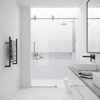 Chrome frameless shower door with sliding clear tempered glass, 56 to 60 in. adjustable width