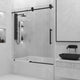 Adjustable 56-60 in. matte black tub door, clear tempered glass, frameless, reversible sliding, modern