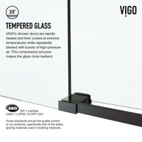 Matte black finish frameless shower door with included mounting hardware, 56-60 in. width