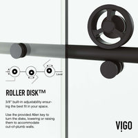 Stainless steel hardware frameless shower door with matte black finish, 56-60 in. adjustable