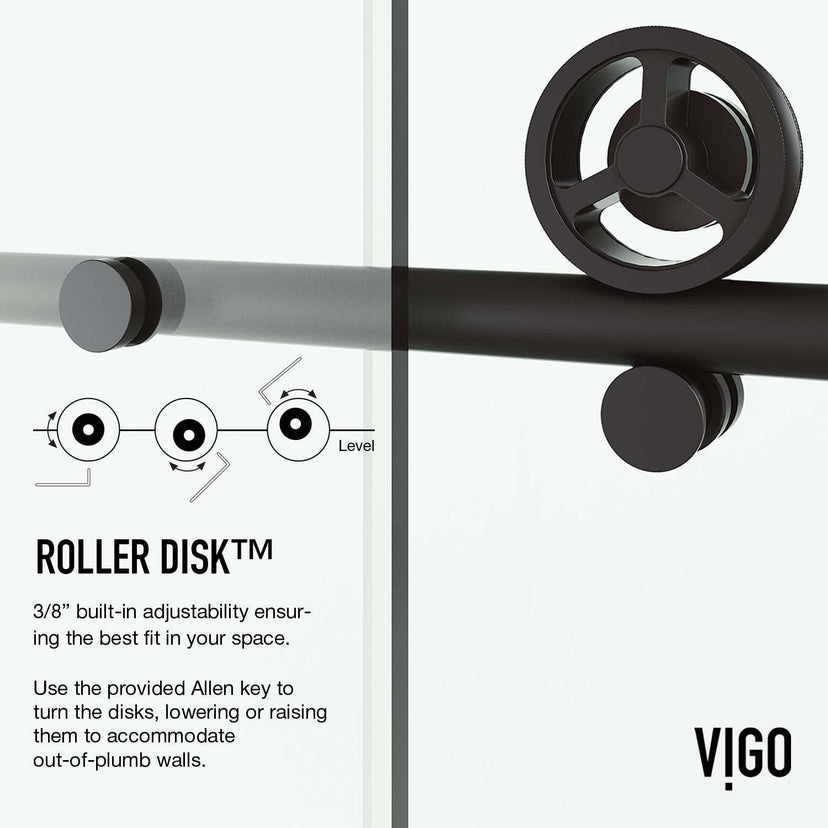 Stainless steel hardware frameless shower door with matte black finish, 56-60 in. adjustable