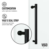Modern contemporary shower door with matte black hardware and sliding clear tempered glass