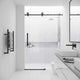 Matte black frameless shower door with sliding clear tempered glass, 56 to 60 in. adjustable width
