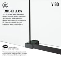 Elan Cass Aerodynamic 56 to 60 in. W x 76 in. H Frameless Sliding Shower Door and Meridian 4-Piece Bath Hardware Set in Matte Black