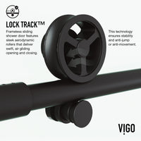 Elan Cass Aerodynamic 56 to 60 in. W x 76 in. H Frameless Sliding Shower Door and Meridian 4-Piece Bath Hardware Set in Matte Black