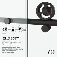 Elan Cass Aerodynamic 56 to 60 in. W x 76 in. H Frameless Sliding Shower Door and Meridian 4-Piece Bath Hardware Set in Matte Black