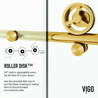 Elan Cass Aerodynamic 56-60 in. W x 76 in. H Frameless Sliding Shower Door in Matte Gold with 3/8 in. Clear Glass and Elan 24 in. Linear Shower Drain