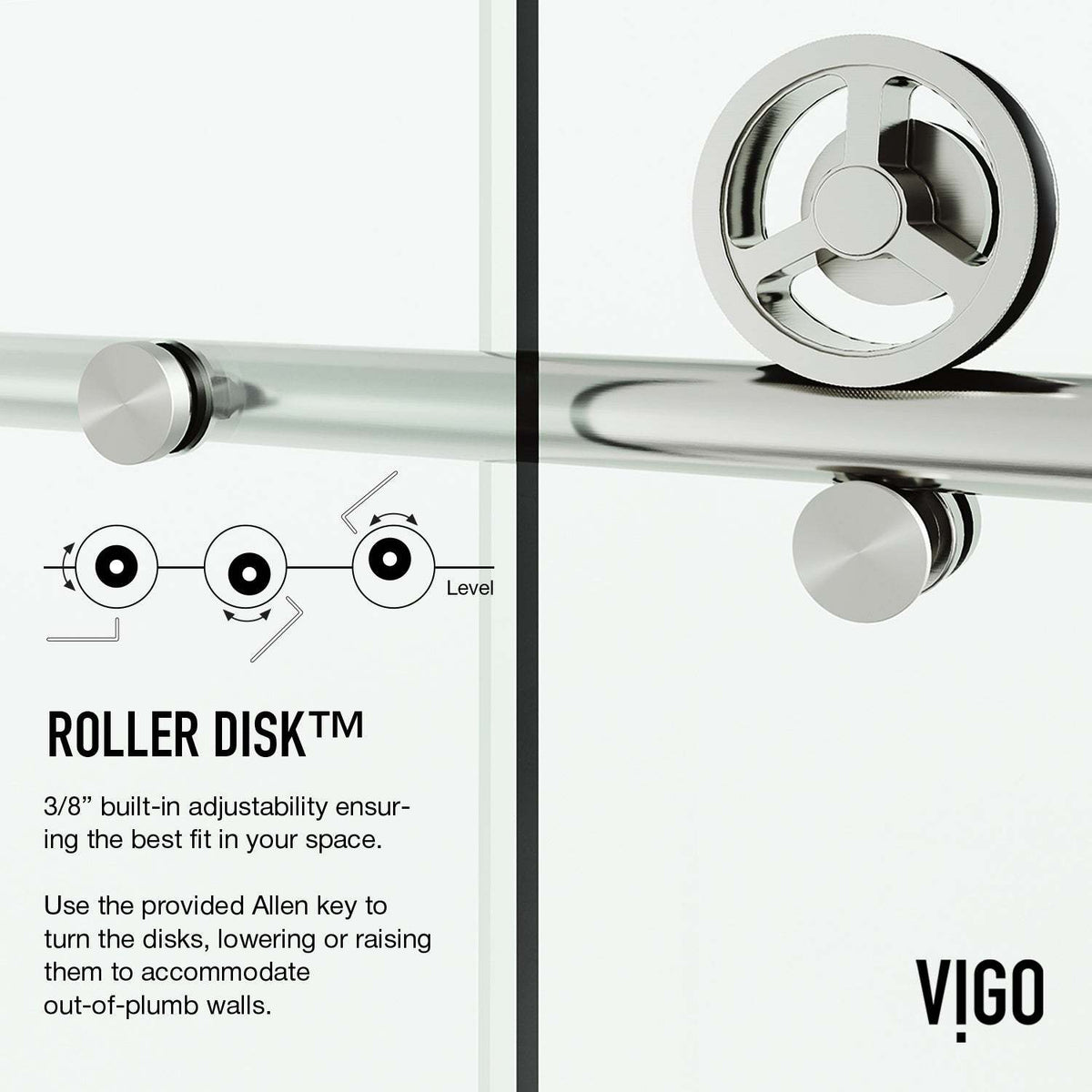 Modern stainless steel tub door with bar handle, clear glass, adjustable width 56 to 60 inches, frameless