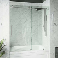 Stainless steel hardware tub door, clear tempered glass, reversible sliding, modern style