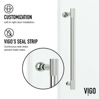 Modern frameless tub door, stainless steel finish, sliding door, clear tempered glass, alcove mount
