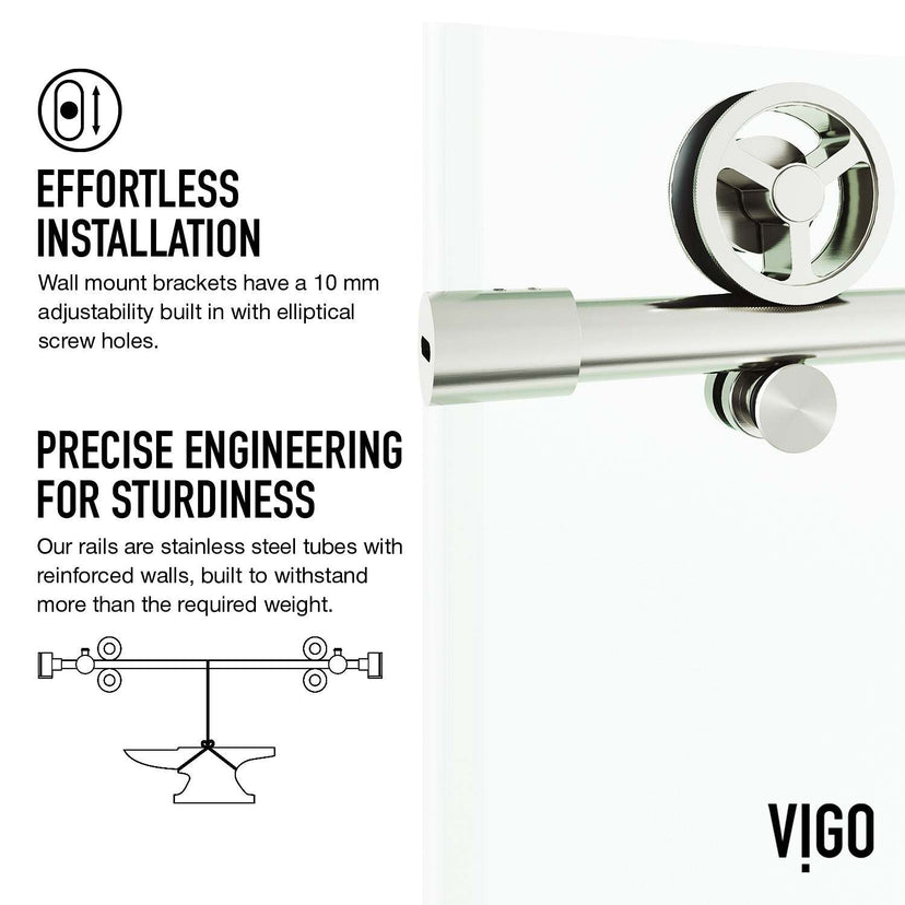 Stainless steel finish frameless shower door, clear glass, stainless steel hardware, sliding operation