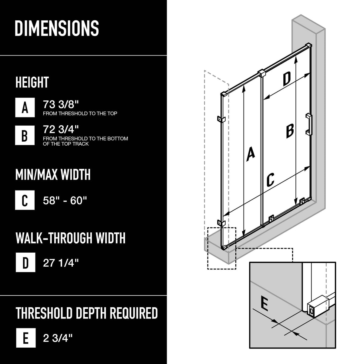 Ryland Frameless Sliding Shower Door