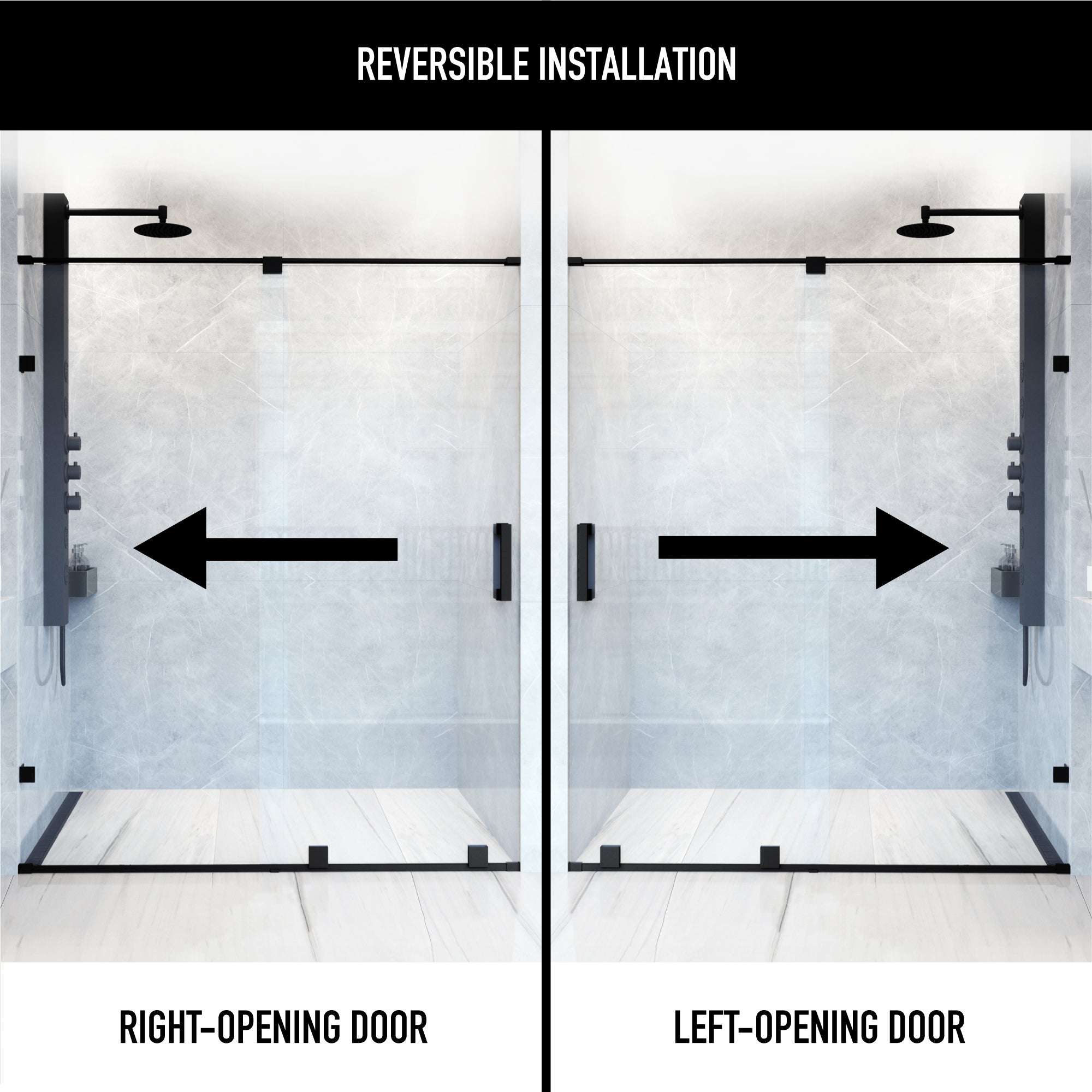 Ryland – 58 to 60 in. W X 73 in. H Frameless Track Sliding Shower