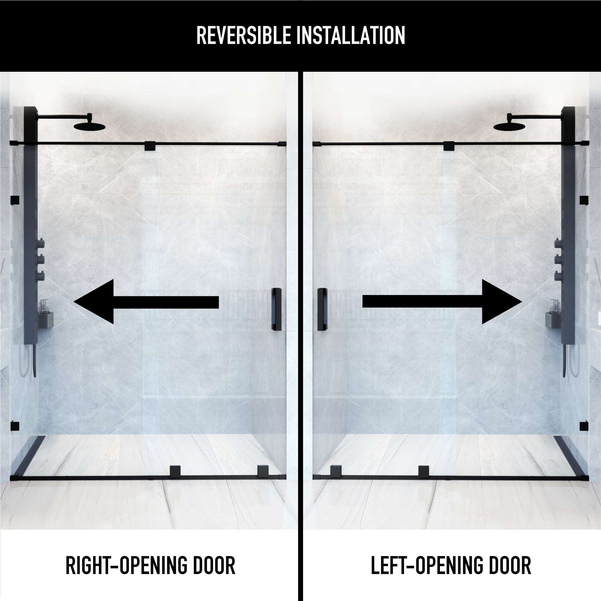 Ryland – 60 in. x 73 in. Frameless Sliding Shower Door in Matte