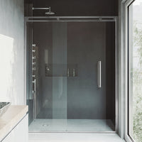 Erie 59 1/2 to 60 1/2 in. W x 74 in. H Sliding Framed Shower Door in Chrome with 3/8 in. (10mm) Clear Glass