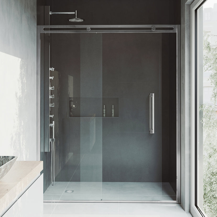 Erie 59 1/2 to 60 1/2 in. W x 74 in. H Sliding Framed Shower Door in Chrome with 3/8 in. (10mm) Clear Glass