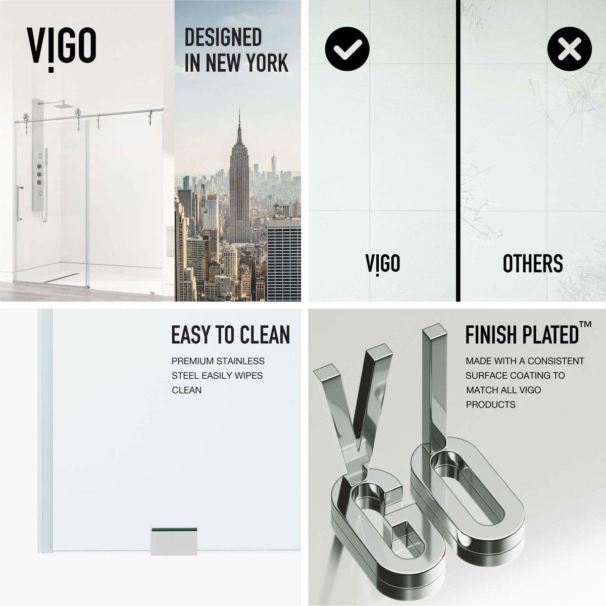 Contemporary frameless shower door, chrome bar handle, adjustable width 56-60 in.