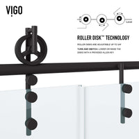 Modern sliding tub door with matte black hardware, tempered glass, adjustable width 56 to 60 inches