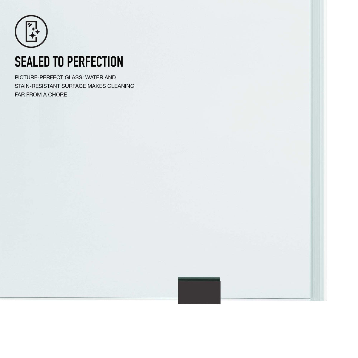 Clear glass frameless tub door with matte black finish, sliding door, includes mounting hardware