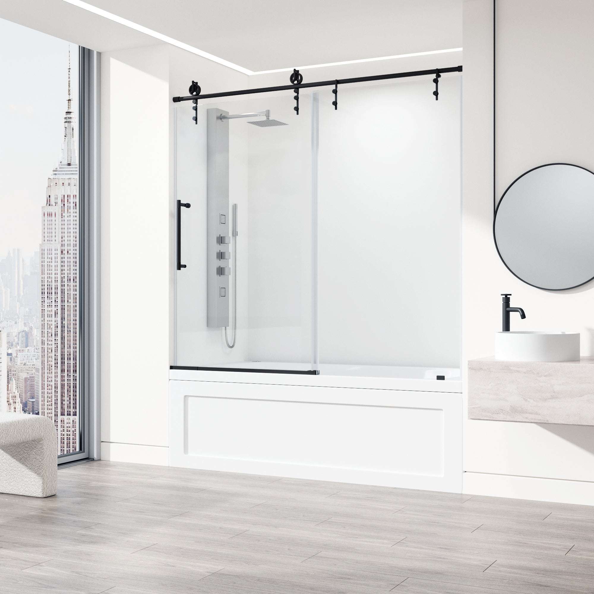 Hamilton – 56 to 60 in. W X 68 in. H Frameless Sliding Bath Tub