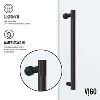 Modern frameless tub door with matte black handle, clear tempered glass, reversible door installation