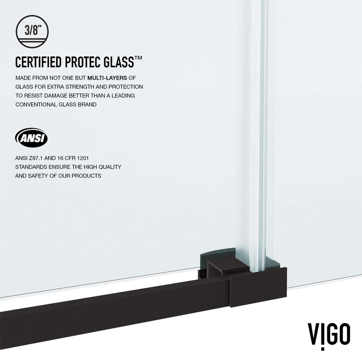 Alcove-mounted frameless tub door, matte black finish, sliding door, 68 in. assembled height