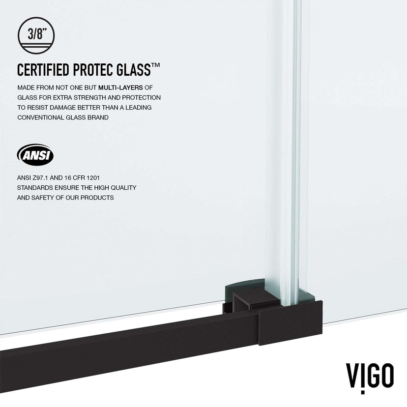 Alcove-mounted frameless tub door, matte black finish, sliding door, 68 in. assembled height