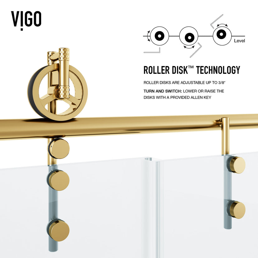 Hamilton Aerodynamic Frameless Sliding Shower Door in Matte Brushed Gold with Clear Glass and Elan 24 in. Linear Shower Drain