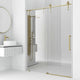 Adjustable width frameless shower door, matte brushed gold, clear tempered glass, 78 in. tall
