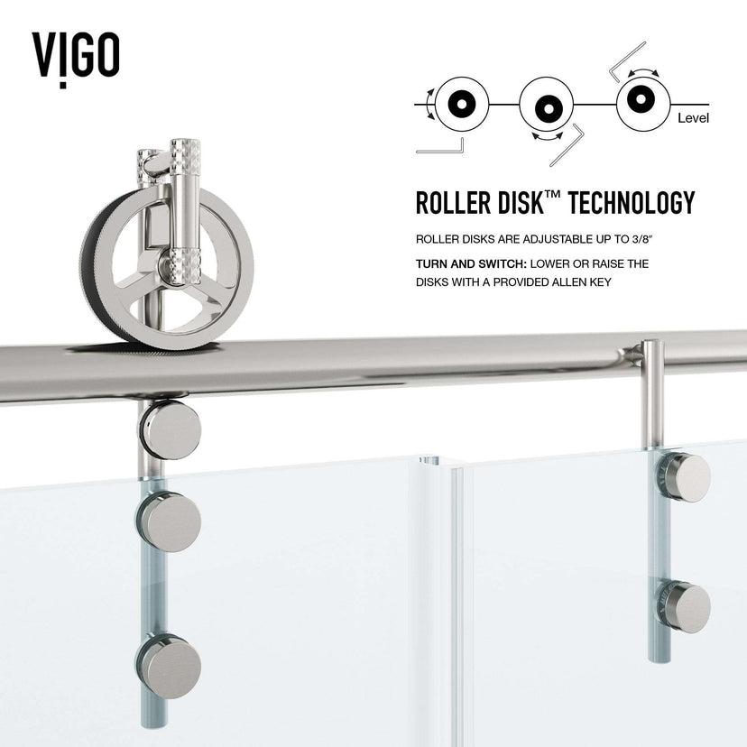 Clear glass frameless tub door with stainless steel finish, sliding door, includes mounting hardware