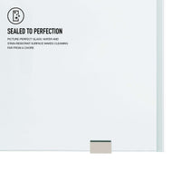 Stainless steel handle bar on frameless shower door, tempered clear glass, alcove installation, 68 in. height