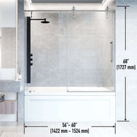Adjustable frameless shower door, stainless steel hardware, clear glass, fits 56-60 in. openings