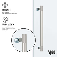 Clear tempered glass sliding door with stainless steel hardware, adjustable 56-60 in., frameless design