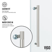 Hamilton Aerodynamic Frameless Sliding Bath Tub Door 56-60 in. Wide and 68 in. High – Matte Brushed Gold with Clear Tempered Glass